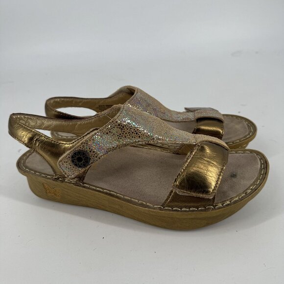 Alegria Sandals Women’s 9 gold  leather slip on slide comfort beach kendra - Picture 2 of 7